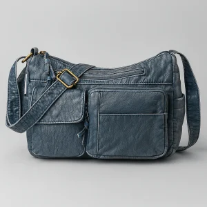 Femme - Sac à bandoulière - Cuir vintage multi-poches