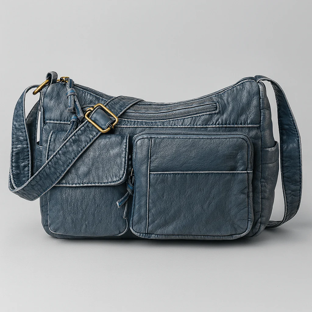 Femme - Sac à bandoulière - Cuir vintage multi-poches