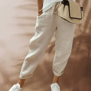 Pantalon décontracté pour femmes - taille élastique - cordon de serrage - vêtements légers et décontractés