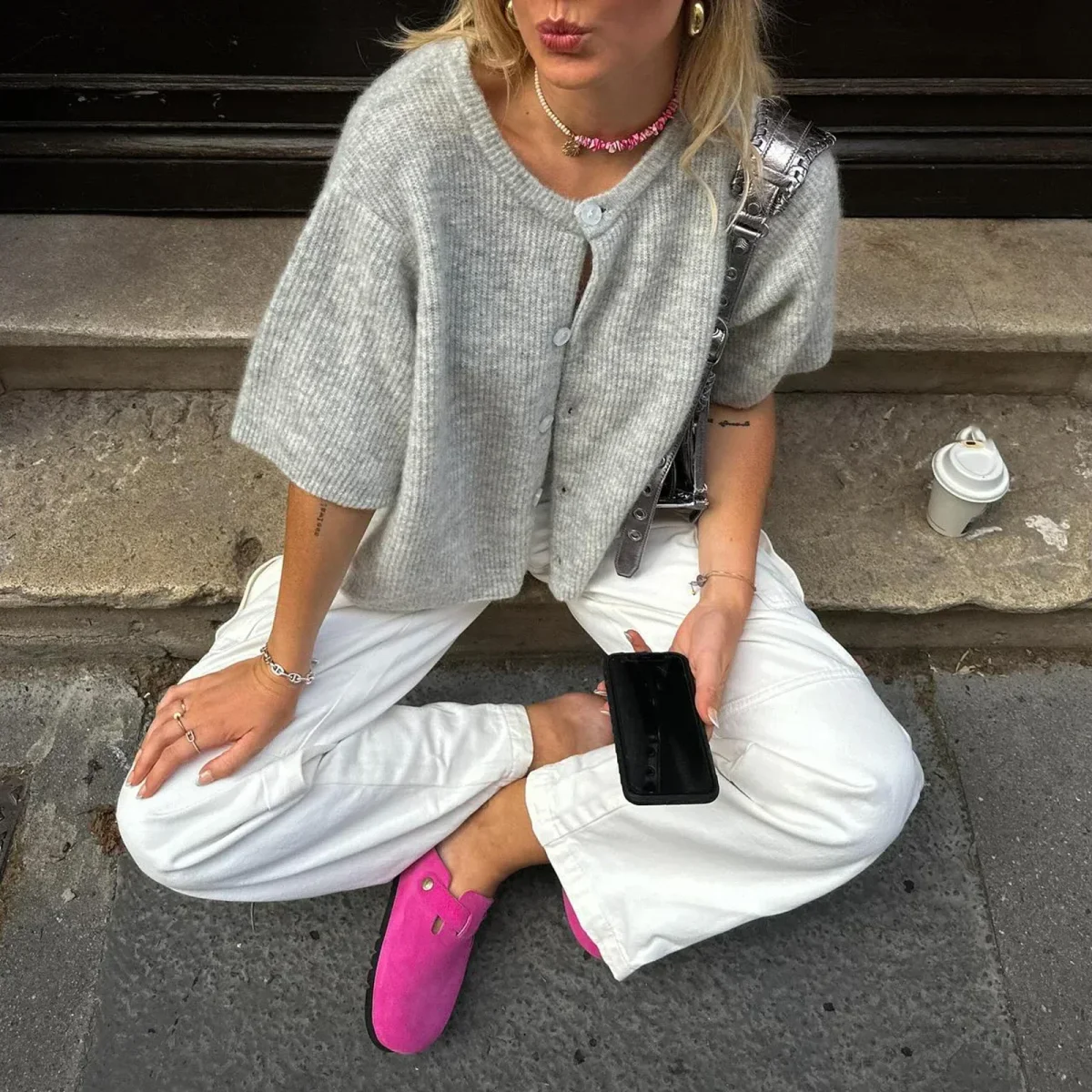 Cardigan à manches longues et à col rond pour femmes | Parfait pour l'automne – Image 8