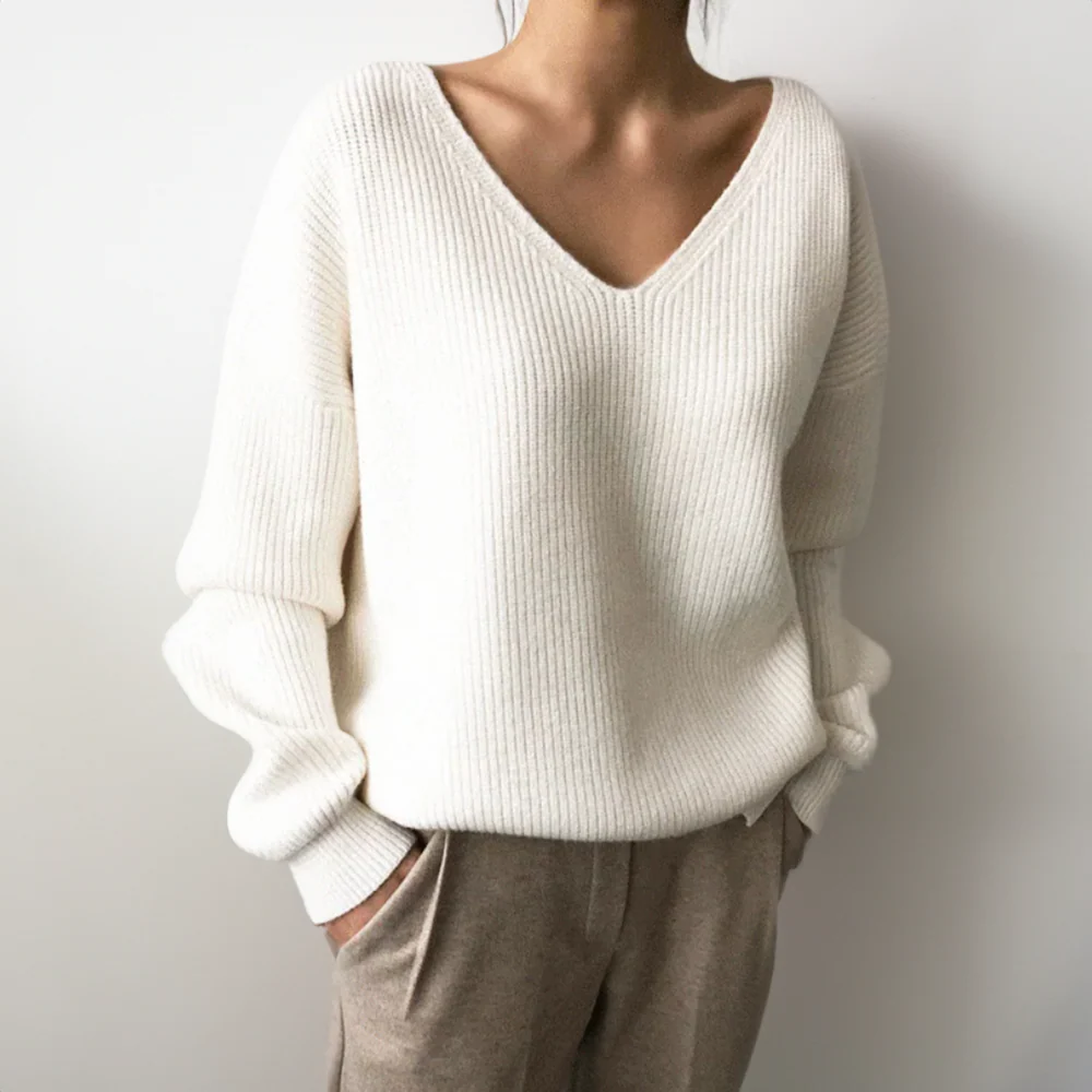 Pull en tricot chunky col V – Image 4