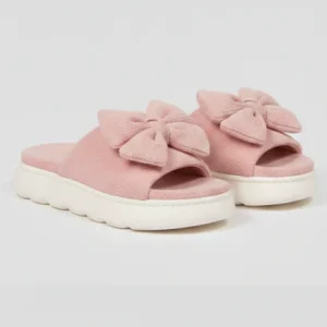 Sandales Claquettes à Plateforme avec Nœud Papillon et Semelle Crantée Épaisse