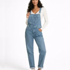 Salopette en Jean Coupe Droite avec Poche Bavette