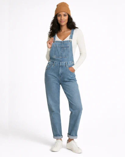 Salopette en Jean Coupe Droite avec Poche Bavette