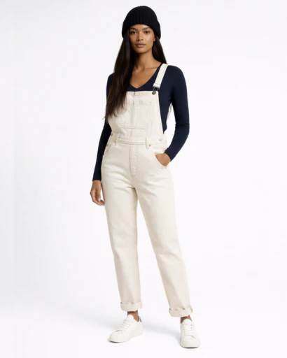 Salopette en Jean Coupe Droite avec Poche Bavette – Image 4