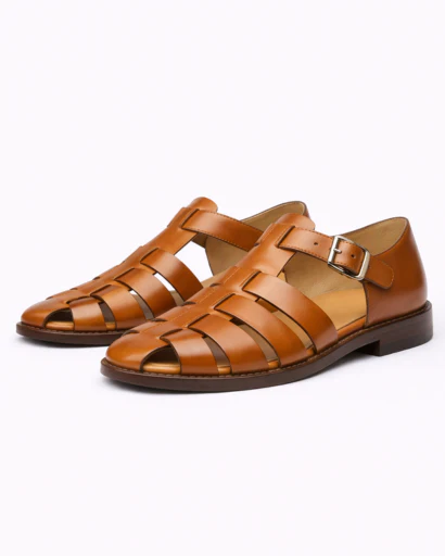 Sandales Homme Style Fisherman à Brides Entrelacées avec Boucle Latérale et Semelle Plate – Image 3