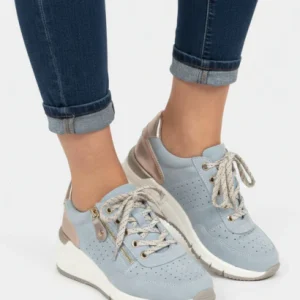 Baskets Compensées à Détails Métallisés et Fermeture Éclair Latérale