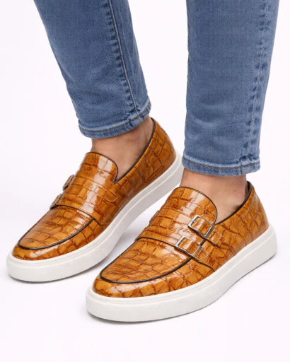 Mocassins femme style slip-on effet texturé avec double boucle décorative et semelle épaisse contrastée – Image 6