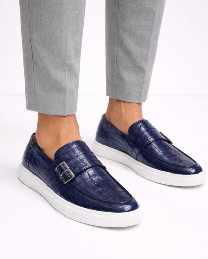 Mocassins femme style slip-on effet texturé avec double boucle décorative et semelle épaisse contrastée – Image 8