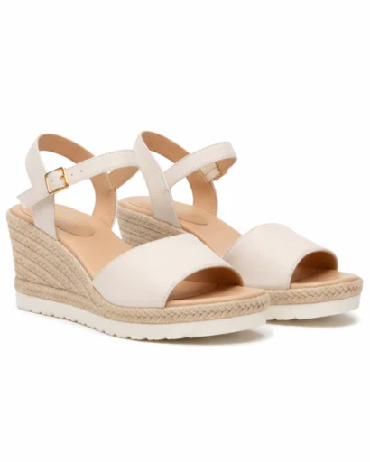 Sandales Femme Compensées à Bride Cheville avec Semelle Tressée Style Espadrille