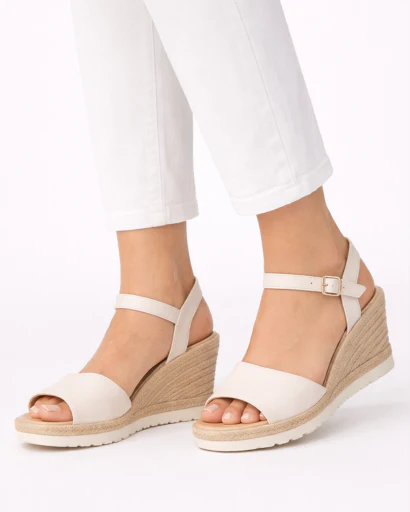 Sandales Femme Compensées à Bride Cheville avec Semelle Tressée Style Espadrille – Image 4