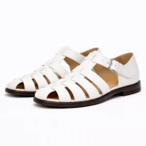 Sandales Homme Style Fisherman à Brides Entrelacées avec Boucle Latérale et Semelle Plate