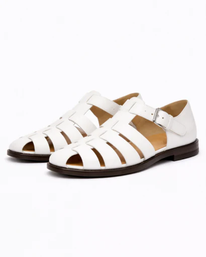 Sandales Homme Style Fisherman à Brides Entrelacées avec Boucle Latérale et Semelle Plate