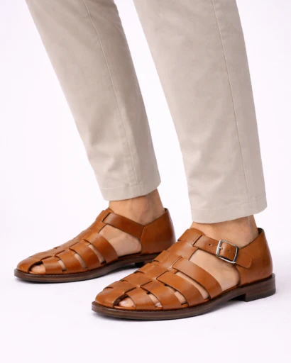 Sandales Homme Style Fisherman à Brides Entrelacées avec Boucle Latérale et Semelle Plate – Image 8