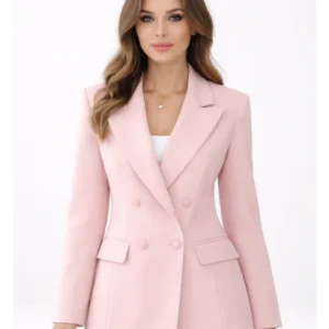 Blazer femme cintré à double boutonnage et col tailleur