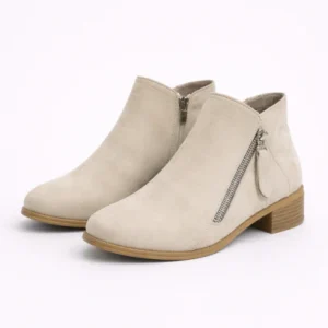 Bottines femme à talon bas avec zip latéral