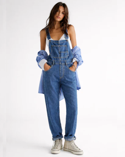 Salopette femme avec bretelles ajustables et poche frontale – Image 5