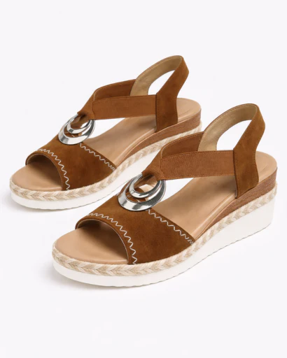 Sandales Compensées Femme à Bride Élastique avec Ornement Métallique – Image 3