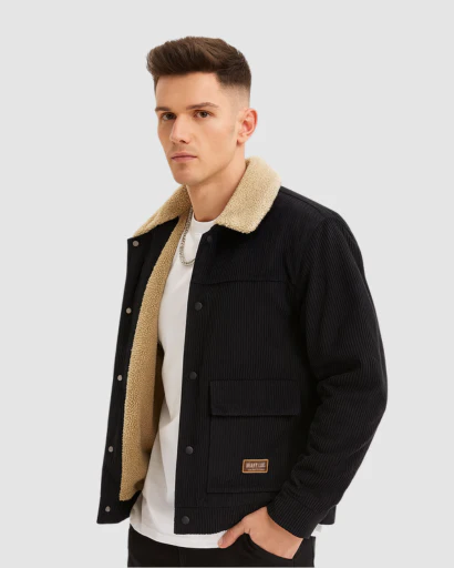 Veste Homme en Velours Côtelé avec Doublure Polaire – Style Urbain et Chaleur Garantie – Image 4