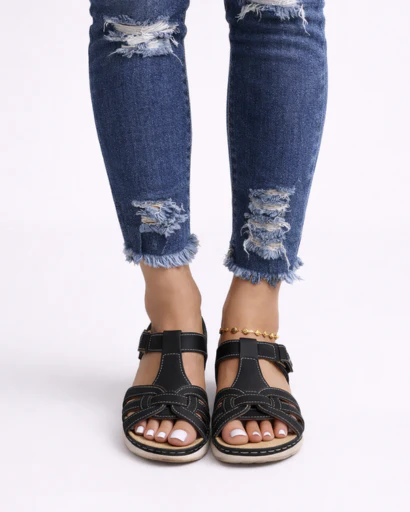 Sandales Femme Plates à Brides Entrecroisées avec Bride Cheville Ajustable et Semelle Compensée – Image 7