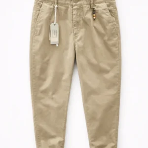 Pantalon cargo homme en pur coton, poches italiennes, passants de ceinture et ourlet roulé