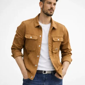 Veste surchemise homme boutonnée – poches poitrine à rabat et col chemise
