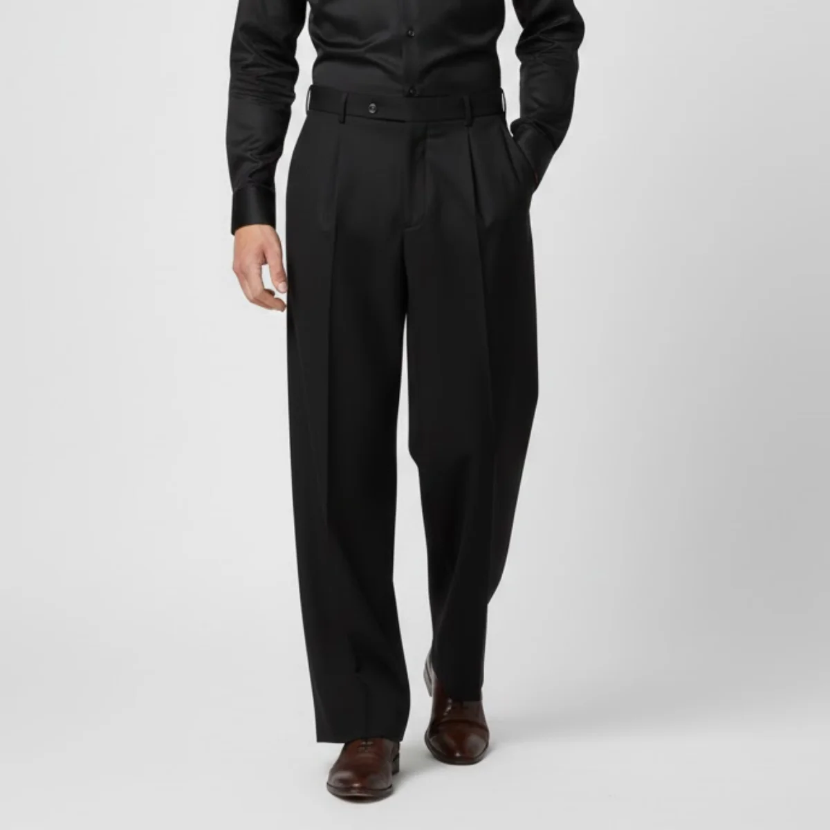 Pantalon Plissé à Jambe Large pour Homme – Style Casual Moderne – Image 2