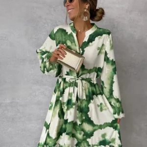 Élégante maxi-robe à manches longues et décolleté en V - fluide & chic