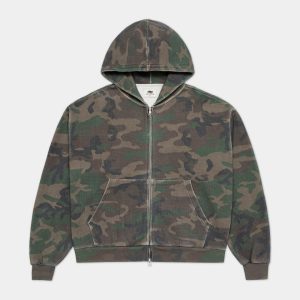 Sweat zippé à capuche en maille gaufrée