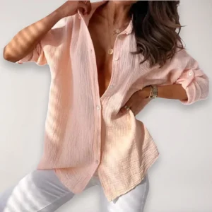 Chemise pour femme avec patte de boutonnage et manches retroussées