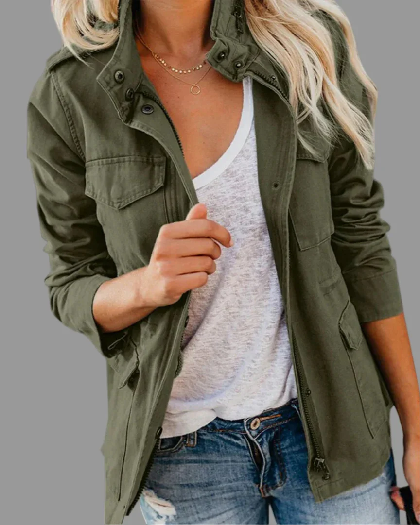 Veste utilitaire légère pour femmes, longueur de taille décontractée – Image 2