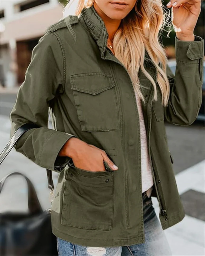 Veste utilitaire légère pour femmes, longueur de taille décontractée – Image 3