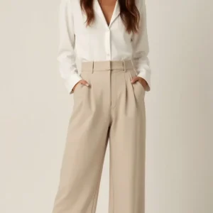 Pantalon à jambes larges pour femme avec taille haute