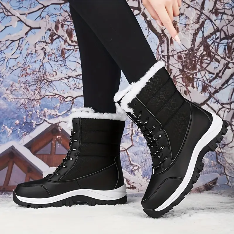 Bottes de neige imperméables pour femmes - Bottes d'hiver isolées avec semelle antidérapante – Image 3