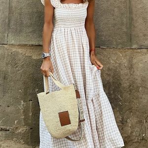 FrenchRosie - robe longue à carreaux élégante pour l'automne