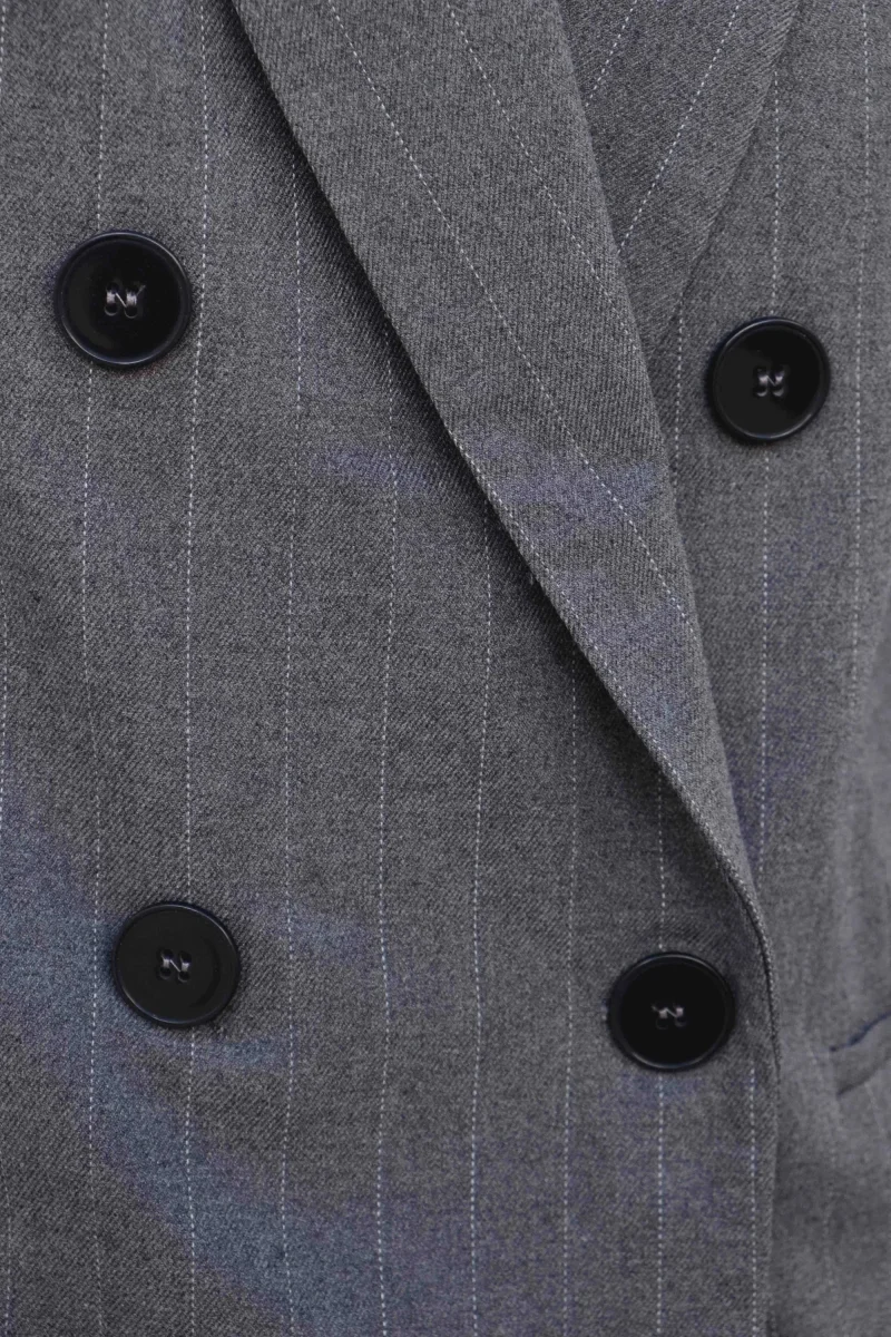 Blazer Femme Chic Gris À Rayures Fines – Image 7
