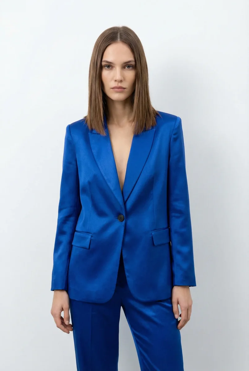 Blazer Bleu Roi Satiné – Image 7