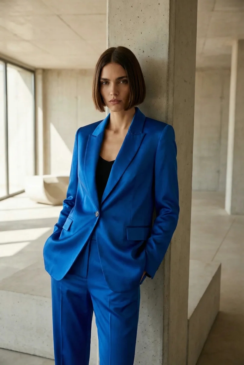 Blazer Bleu Roi Satiné – Image 6
