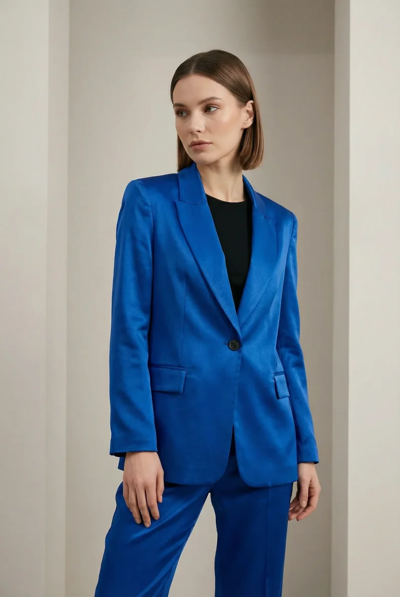 Blazer Bleu Roi Satiné – Image 5