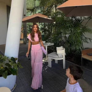 Marinella™ – Ensemble Haut Plissé & Jupe Patchwork Asymétrique