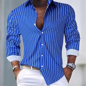 Chemise à manches longues pour hommes - Chemise décontractée en coton pour l'automne
