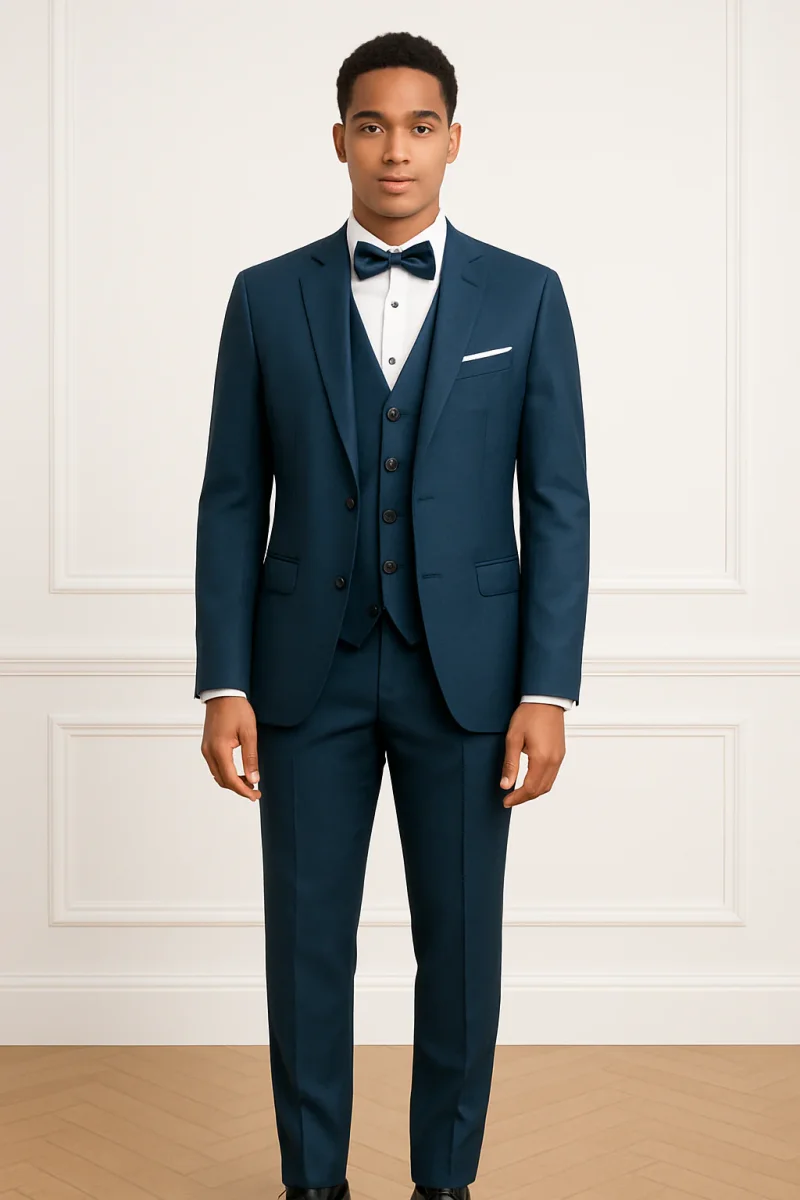 Costume 3 pièces homme slim fit bleu indigo – Mariage, cérémonie, soirée élégante – Image 2