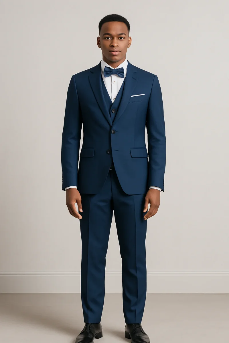 Costume 3 pièces homme slim fit bleu indigo – Mariage, cérémonie, soirée élégante – Image 3