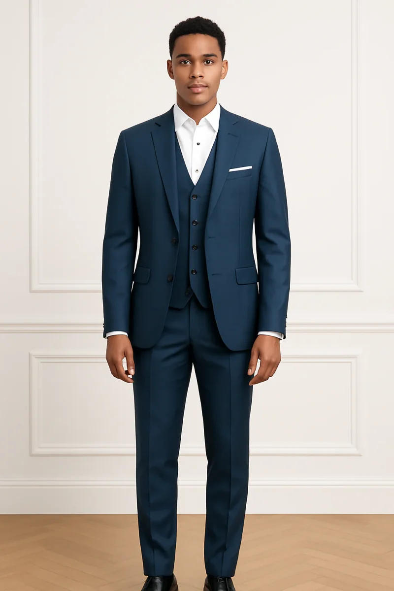 Costume 3 pièces homme slim fit bleu indigo – Mariage, cérémonie, soirée élégante – Image 6