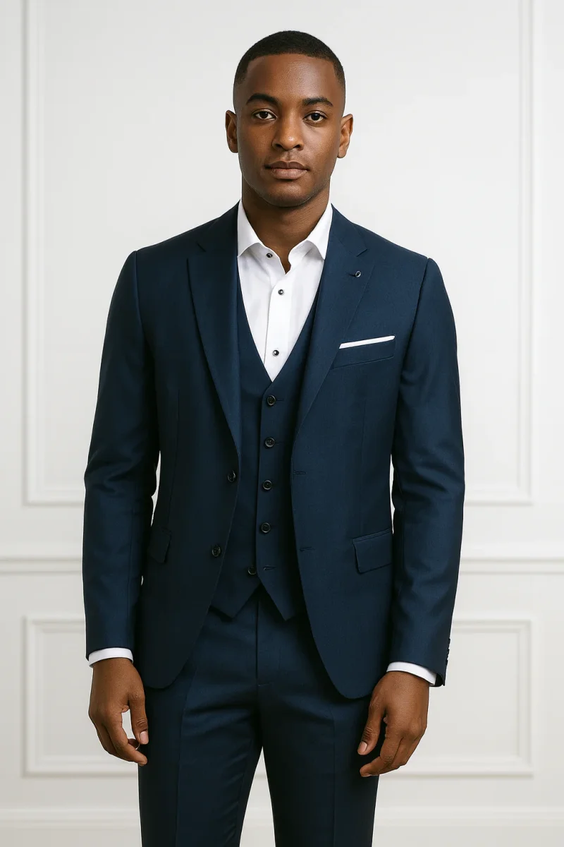 Costume 3 pièces homme slim fit bleu indigo – Mariage, cérémonie, soirée élégante – Image 7