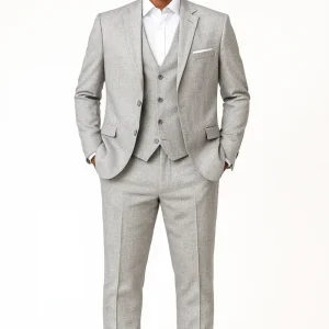 Costume homme 3 pièces gris clair SUITMEN – Slim Fit élégant – Mariage, Cérémonie & Business