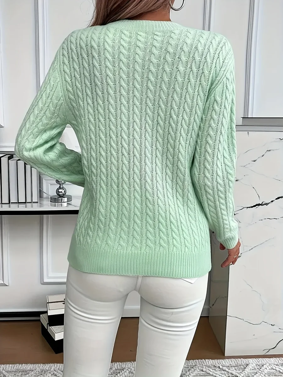 Pull en maille torsadée pour femmes - Pull doux et élégant pour le printemps et l'automne – Image 6