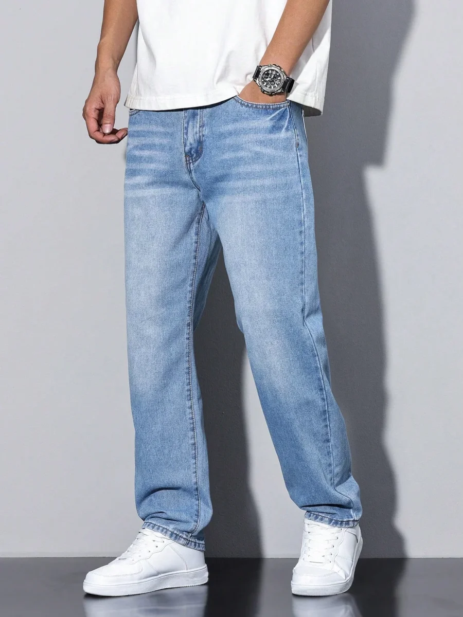 Jeans pour hommes à jambes droites et coupe ample et confortable – Image 4