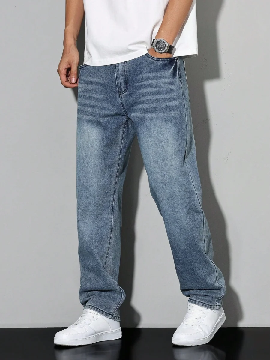 Jeans pour hommes à jambes droites et coupe ample et confortable – Image 6