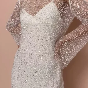 Clémence | Ensemble robe à bretelles en maille perlée pour l'hiver